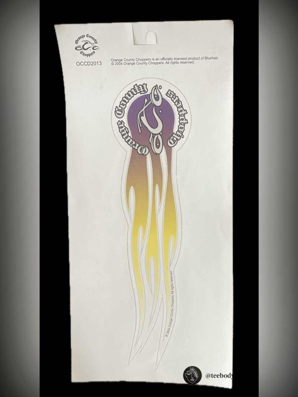 VTG 2004 Orange County Choppers Flame Decal Sticker NWT OCCD2013 Yellow Silver